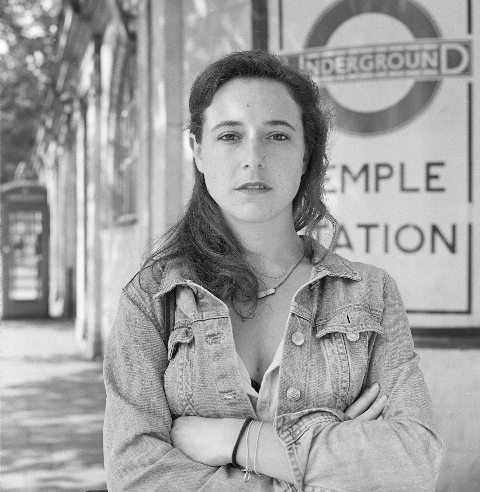 Street portrait outside Temple Underground station